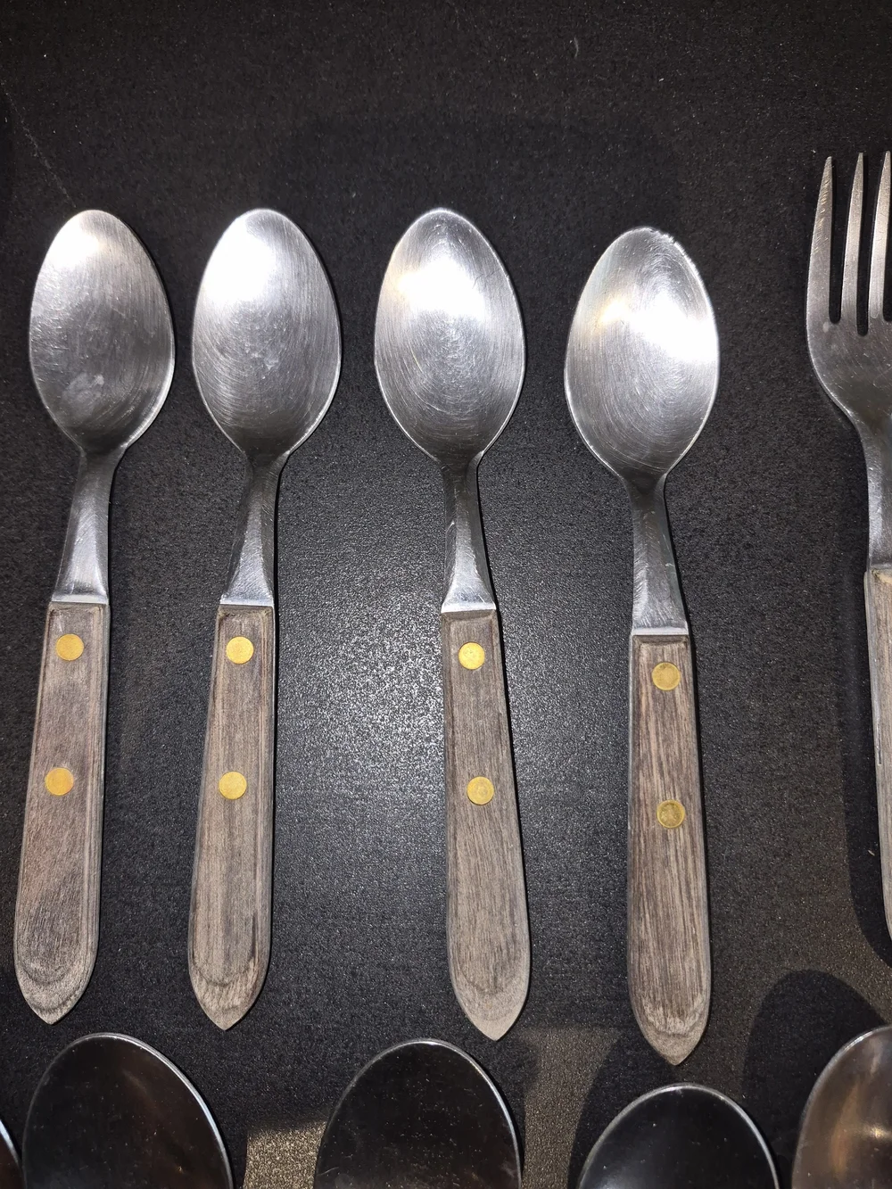 15 Washington Forge TOWN COUNTRY Stainless Wood Flatware MCM Rustic Silverware